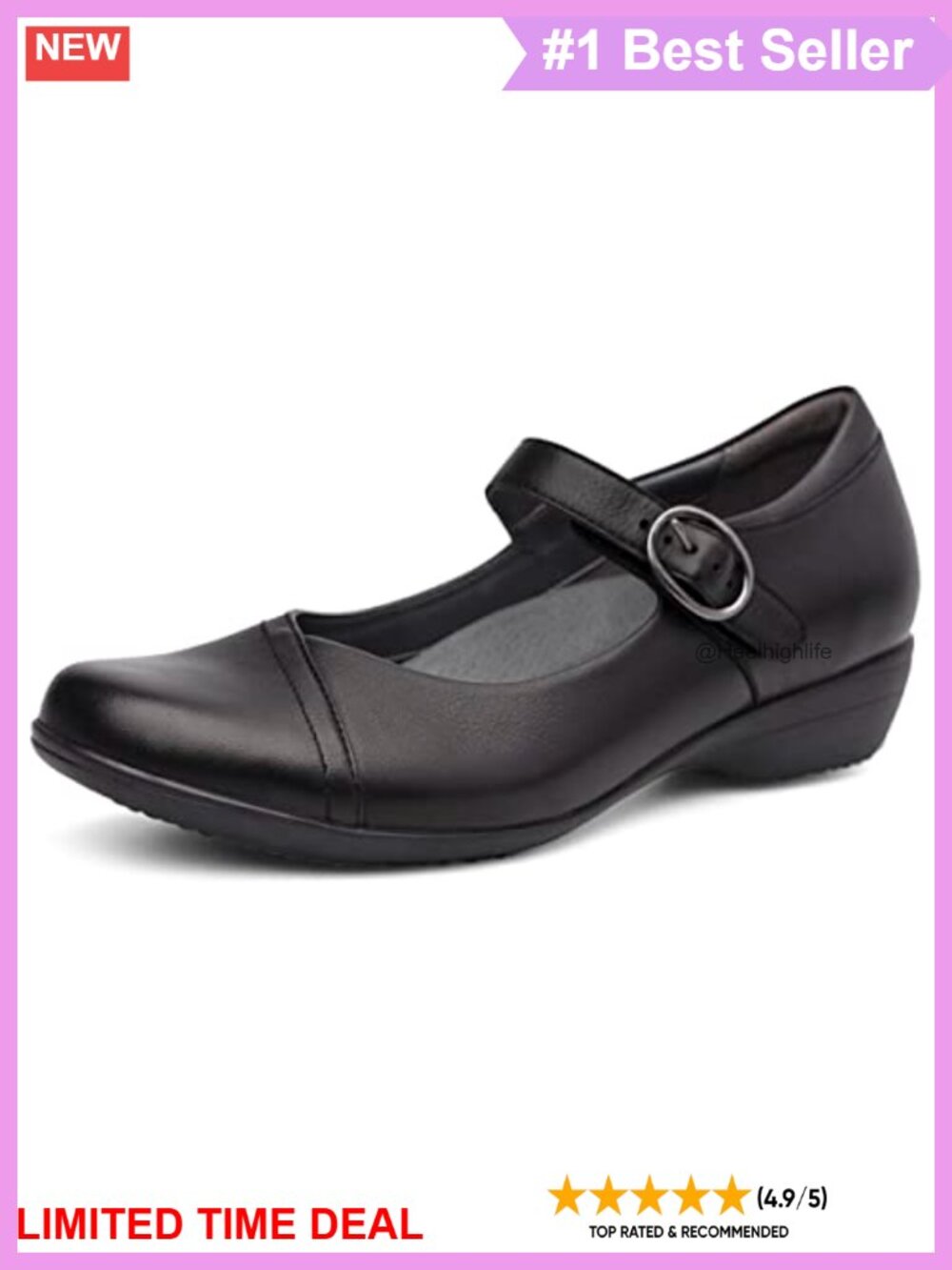 Mary Jane Flats with Arch Support & Adjustable Strap